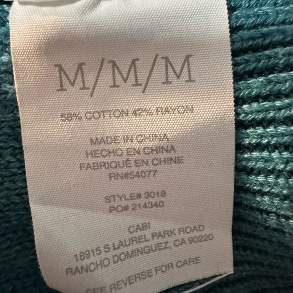 CAbi Teal Cardigan with Detachable Faux Fur Collar - Picture 6 of 9